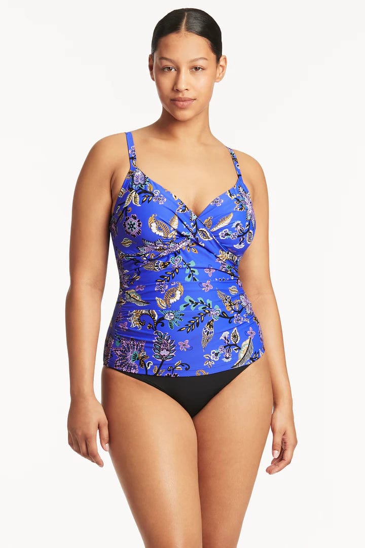 Sea Level Carnivale Twist Front DD/E Tankini - Cobalt* Shop Sea Level Carnivale Twist Front DD/E Tankini in Cobalt | Australian Swimwear Brands at Splash Swimwear Splash Swimwear Tankini Tops