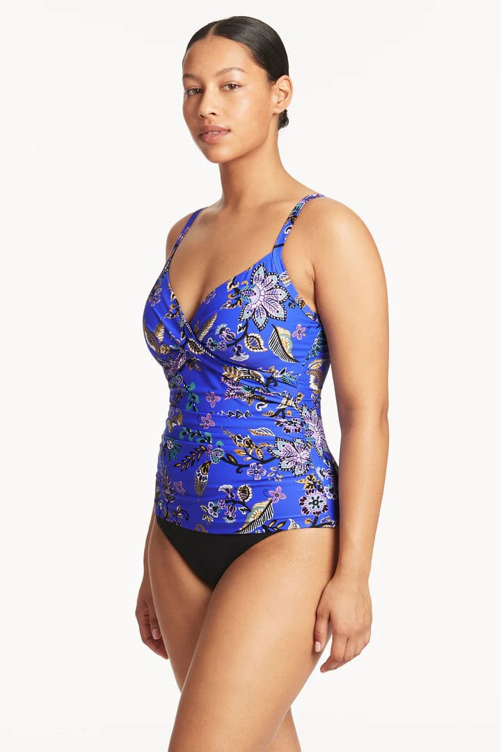 Sea Level Carnivale Twist Front DD/E Tankini - Cobalt* Shop Sea Level Carnivale Twist Front DD/E Tankini in Cobalt | Australian Swimwear Brands at Splash Swimwear Splash Swimwear Tankini Tops