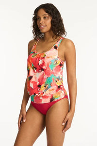 Sea Level Tankini Tops Cascade Blouson Tank Multifit Singlet Sea Level Lotus Cross Front One Piece