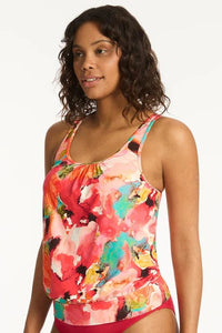 Sea Level Tankini Tops Cascade Blouson Tank Multifit Singlet Sea Level Lotus Cross Front One Piece