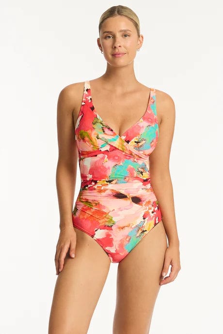 Sea Level Cascade Cross Front Multifit One Piece Sea Level Lotus Cross Front One Piece Splash Swimwear One Pieces