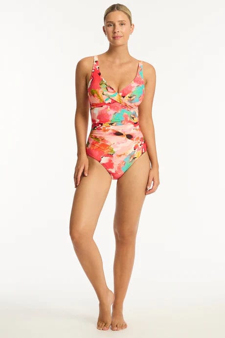 Sea Level Cascade Cross Front Multifit One Piece Sea Level Lotus Cross Front One Piece Splash Swimwear One Pieces