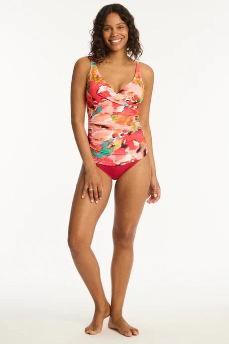 Sea Level Cascade Cross Front Multifit Singlet Top Sea Level Lotus Cross Front One Piece Splash Swimwear Tankini Tops