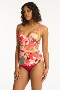 Sea Level Cascade Cross Front Multifit Singlet Top Sea Level Lotus Cross Front One Piece Splash Swimwear Tankini Tops