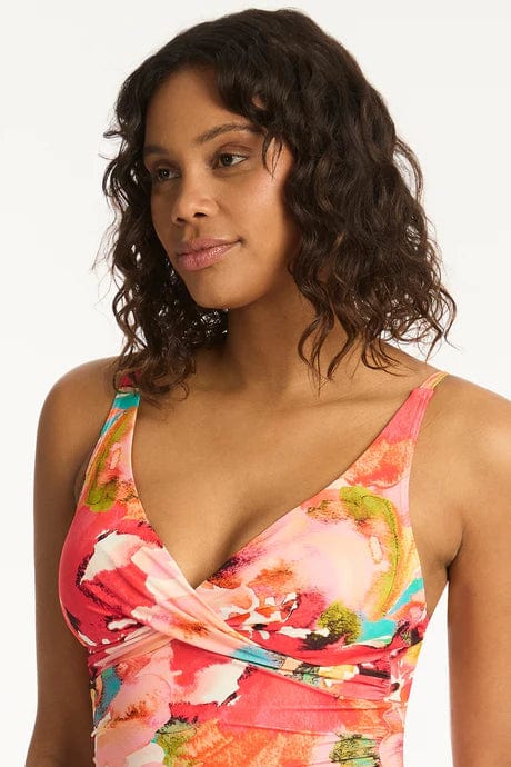 Sea Level Cascade Cross Front Multifit Singlet Top Sea Level Lotus Cross Front One Piece Splash Swimwear Tankini Tops