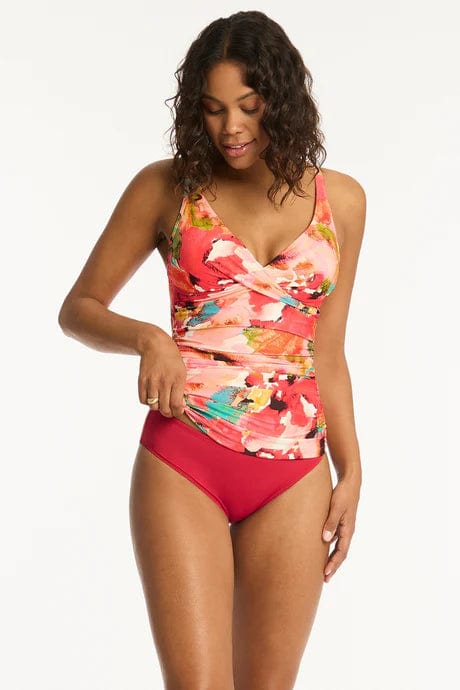 Sea Level Cascade Cross Front Multifit Singlet Top Sea Level Lotus Cross Front One Piece Splash Swimwear Tankini Tops