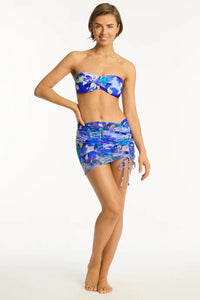 Cascade Drawstring Mini Mesh Skirt - Cobalt - Sea Level - Splash Swimwear  - Jun24, kaftans & cover ups, new, Sarongs, sea level, Womens, womens swim - Splash Swimwear 