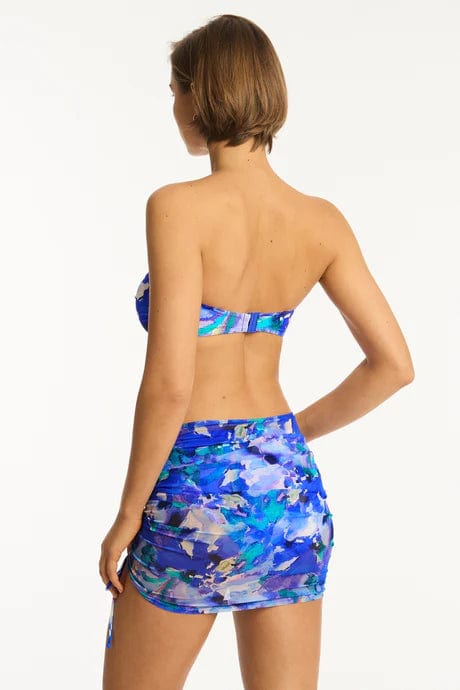 Sea Level Cascade Drawstring Mini Mesh Skirt - Cobalt Sea Level Lotus Mid Bikini Pant Splash Swimwear Bikini Bottoms