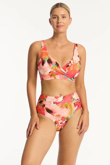 Sea Level Cascade High Waist Gathered Side Pant Sea Level Lotus Mid Bikini Pant Splash Swimwear Bikini Bottoms