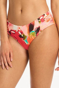 Sea Level Cascade Mid Rise Gathered Side Pant SL4006CC Sea Level Lotus Mid Bikini Pant Splash Swimwear Bikini Bottoms Coral / AU8/US4 9347760600455