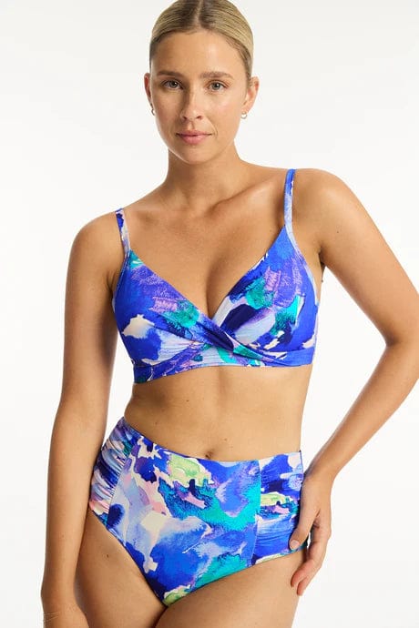 Sea Level Bikini Tops Cascade Twist Front DD/E Cup Bra Sea Level Lotus Mid Bikini Pant