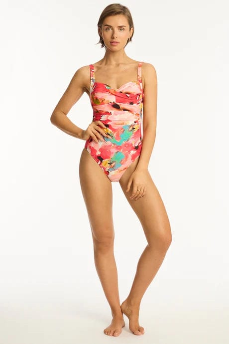 Sea Level Cascade Twist Front Multifit One Piece Sea Level Lotus Cross Front One Piece Splash Swimwear One Pieces