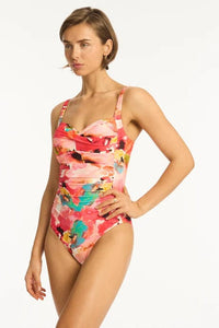 Sea Level Cascade Twist Front Multifit One Piece Sea Level Lotus Cross Front One Piece Splash Swimwear One Pieces