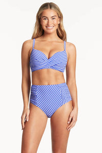 Sea Level Checkmate Cross Front Moulded Underwire Bikini Top - Cobalt Sea Level Checkmate Cross Front Moulded Underwire Bikini Top - Cobalt | Australian Swimwear | Splash Swimwear Splash Swimwear Bikini Tops