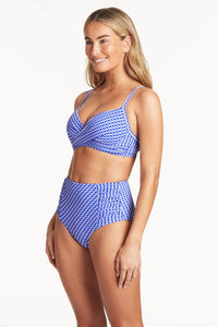 Sea Level Checkmate Cross Front Moulded Underwire Bikini Top - Cobalt Sea Level Checkmate Cross Front Moulded Underwire Bikini Top - Cobalt | Australian Swimwear | Splash Swimwear Splash Swimwear Bikini Tops