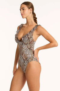 Sea Level One Pieces Congo Frill One Piece - Natural Sea Level Interlace Frill One Piece