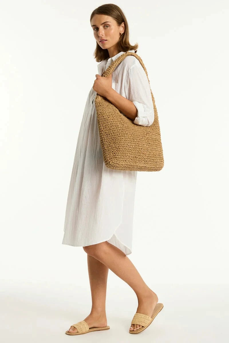 Sea Level Crochet Slouch Beach Bag SL8156AC Sea Level Crochet Slouch Beach Bag Splash Swimwear Caramel 9347760661128