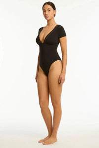 Sea Level Eclipse Short Sleeve Plunge One Piece Sea Level Eclipse Short Sleeve Plunge One Piece Splash Swimwear