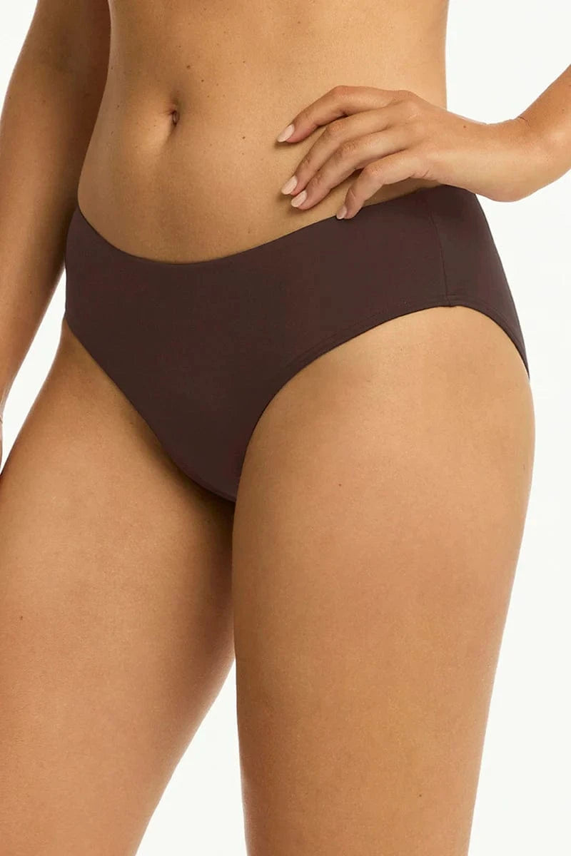 Sea Level Essentials Edit Mid Bikini Pant - Cocoa Essentials Edit Mid Bikini Pant - Cocoa Splash Swimwear