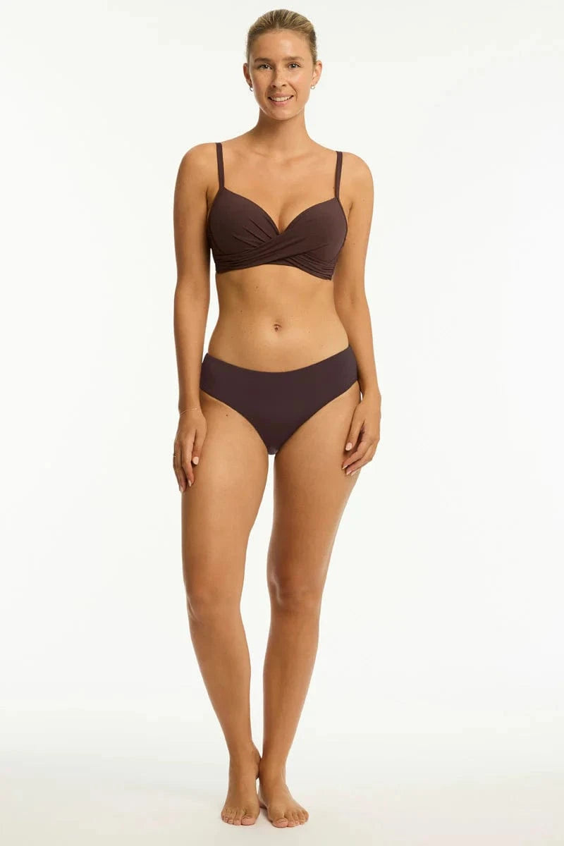 Sea Level Essentials Edit Mid Bikini Pant - Cocoa Essentials Edit Mid Bikini Pant - Cocoa Splash Swimwear