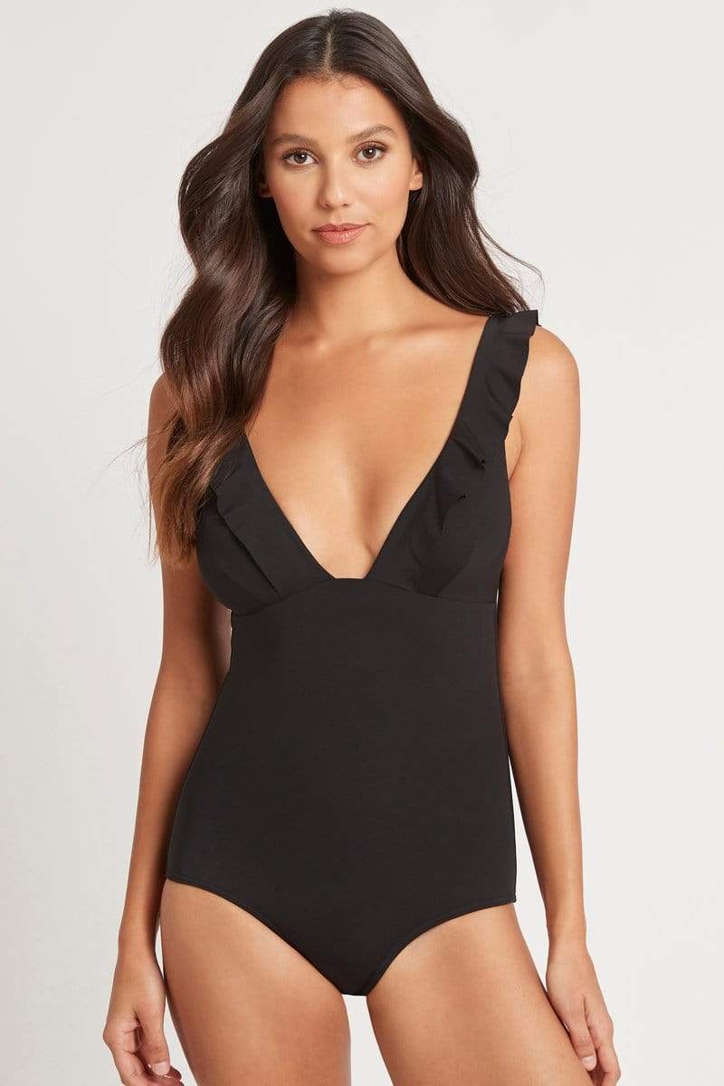 Sea Level Essentials Frill One Piece* SL1040ECO Splash Swimwear One Pieces 8 / Black 9347760411440