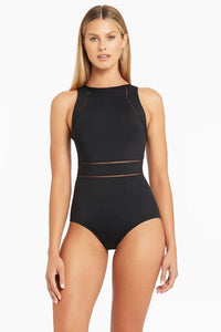 Sea Level Essentials High Neck Multifit One Piece - Black Splash Swimwear One Pieces