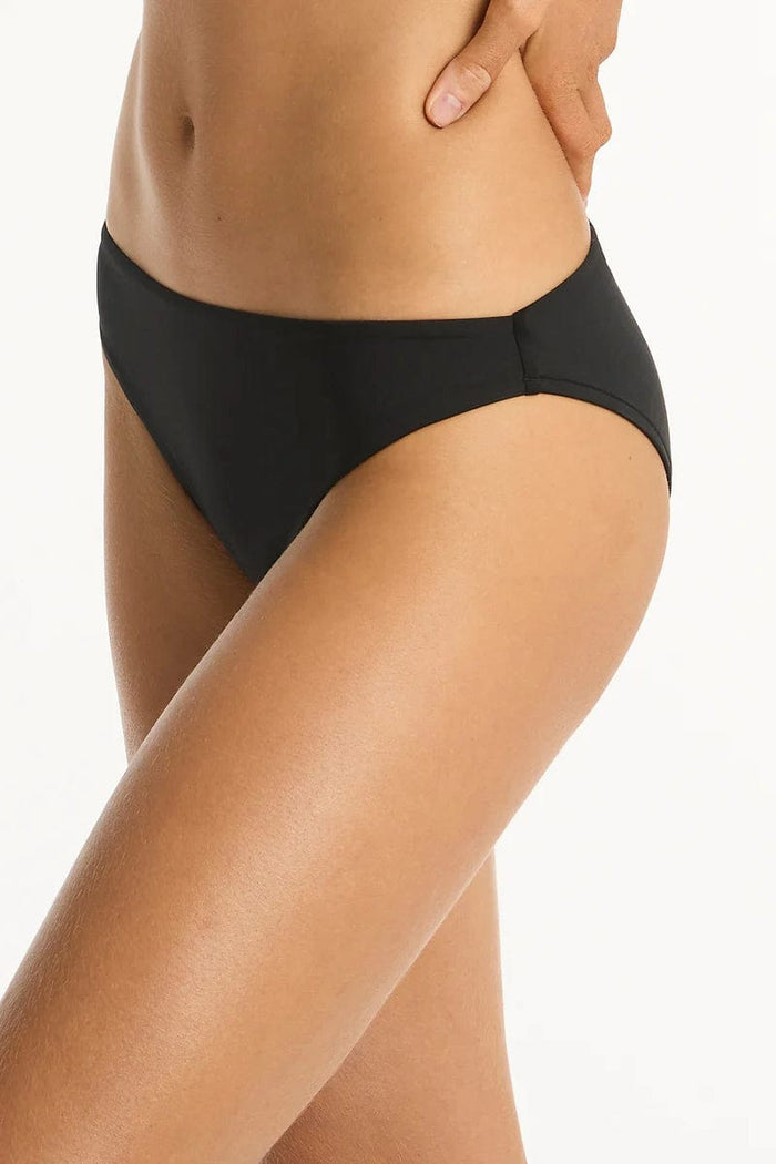 Sea Level Essentials Regular Cheeky Pant - Black Essentials Regular Cheeky Pant - Black Splash Swimwear Cheeky Bikini Bottoms