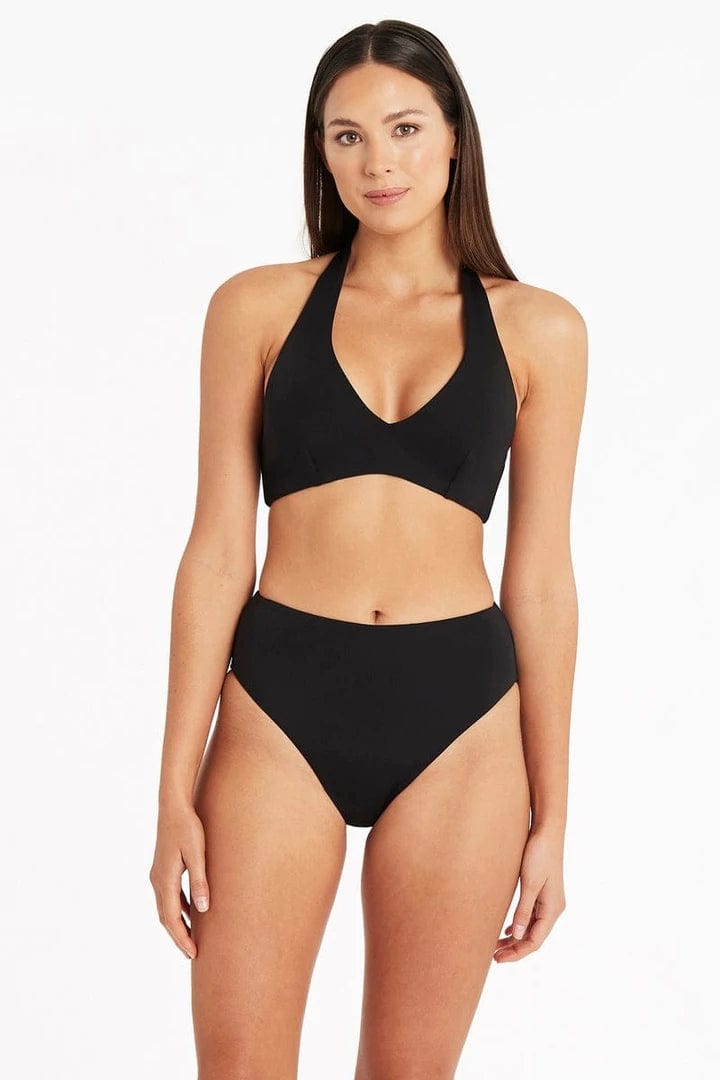 Sea Level Bikini Bottoms Essentials Retro High Waist Pant - Black