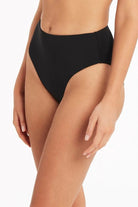 Sea Level Bikini Bottoms Essentials Retro High Waist Pant - Black