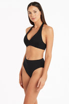 Sea Level Bikini Bottoms Essentials Retro High Waist Pant - Black