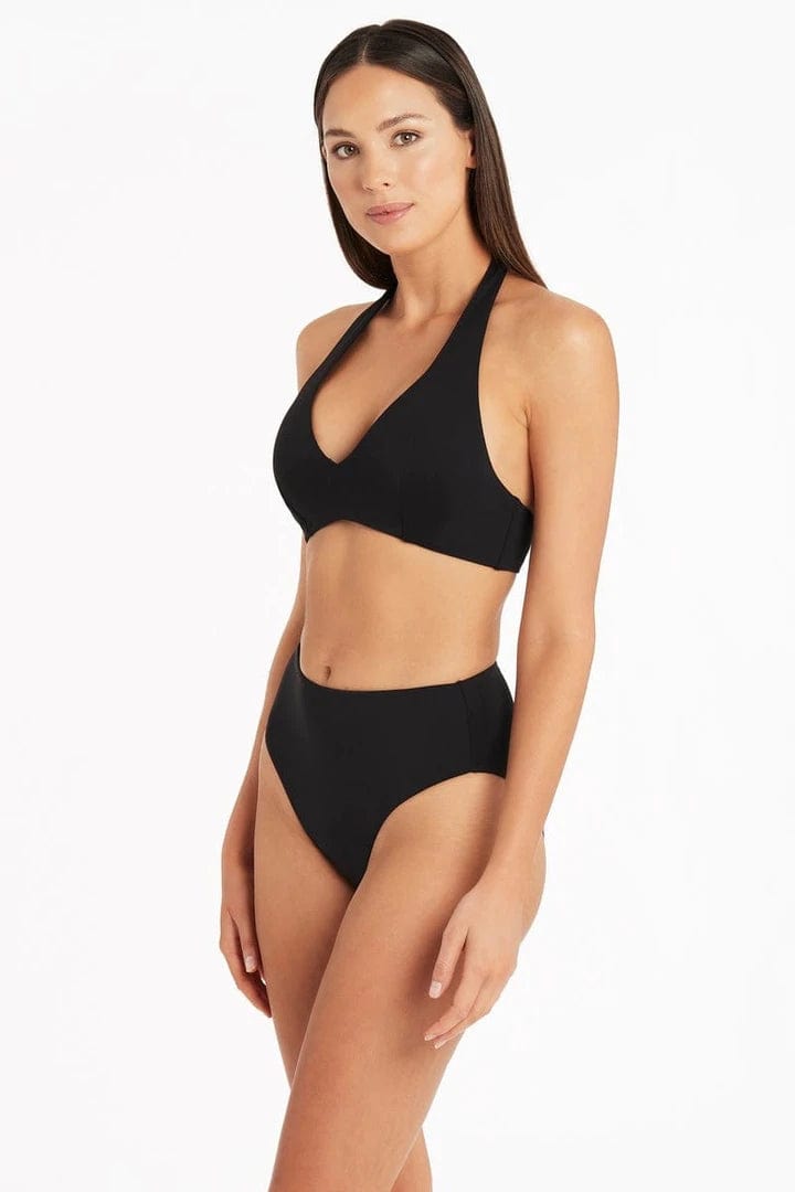 Sea Level Bikini Bottoms Essentials Retro High Waist Pant - Black