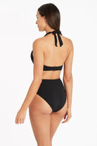 Sea Level Bikini Bottoms Essentials Retro High Waist Pant - Black
