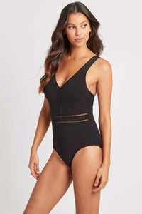 Sea Level Essentials Spliced Multifit Waisted One Piece Splash Swimwear One Pieces