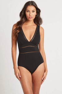 Sea Level Essentials Spliced One Piece SL1039ECO Splash Swimwear One Pieces Black / 8 9347760411242