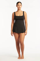 Sea Level Essentials Square Neck Swim Dress - Black Essentials Square Neck Swim Dress Black Splash Swimwear Swim Dress