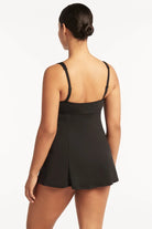 Sea Level Essentials Square Neck Swim Dress - Black Essentials Square Neck Swim Dress Black Splash Swimwear Swim Dress