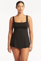 Sea Level Essentials Square Neck Swim Dress - Black Essentials Square Neck Swim Dress Black Splash Swimwear Swim Dress