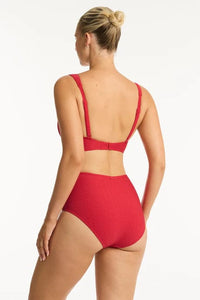 Honeycomb High Waist Pant - Red - Sea Level - Splash Swimwear  - bikini bottoms, Jun24, new, sea level, Womens, womens swim - Splash Swimwear 