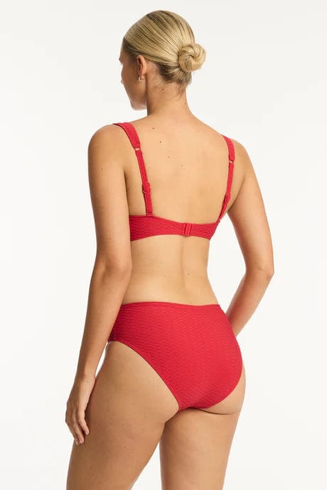 Sea Level Honeycomb Mid Bikini Pant - Red Sea Level Lotus Mid Bikini Pant Splash Swimwear Bikini Bottoms