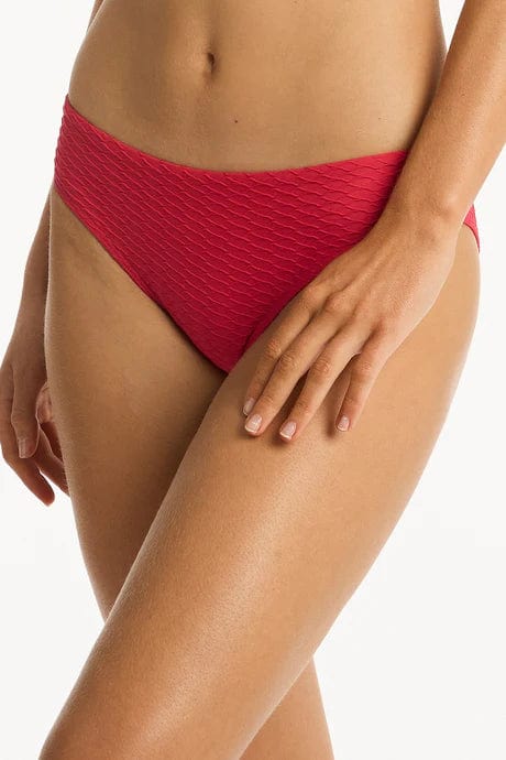 Honeycomb Regular Bikini Pant - Red - Sea Level - Splash Swimwear  - bikini bottoms, Jun24, new, sea level, Womens, womens swim - Splash Swimwear 