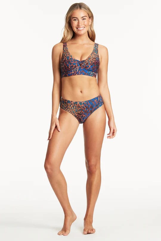 Sea Level Hunter Long Line Tri Bra With Macrame Detail - Blue Splash Swimwear Bikini Tops