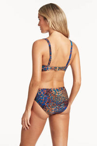 Sea Level Hunter Long Line Tri Bra With Macrame Detail - Blue Splash Swimwear Bikini Tops