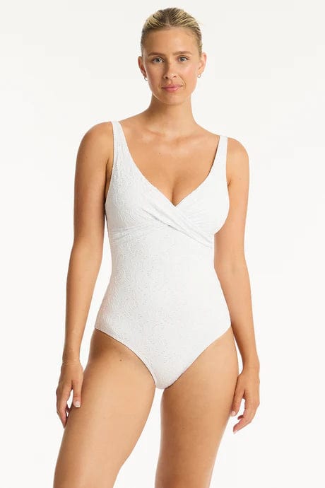 Sea Level One Pieces Interlace Cross Front Multifit One Piece - White