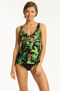 Sea Level Lotus Cross Front Swing Tankini SL3316LO Sea Level Lotus Cross Front Swing Tankini Splash Swimwear Tankini Tops Black / AU8/US4 9347760607638