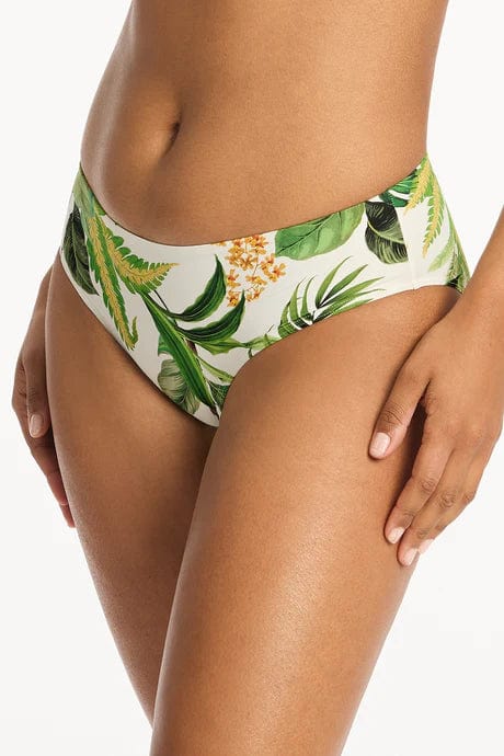 Sea Level Lotus Mid Bikini Pant SL4015LO Sea Level Lotus Mid Bikini Pant Splash Swimwear Cheeky Bikini Bottoms White / AU10/US6 9347760599735