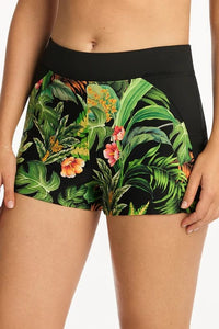 Sea Level Lotus Swim Short - Black Sea Level Lotus Mid Bikini Pant Splash Swimwear Bikini Bottoms