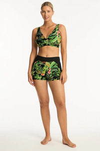 Sea Level Lotus Swim Short - Black Sea Level Lotus Mid Bikini Pant Splash Swimwear Bikini Bottoms