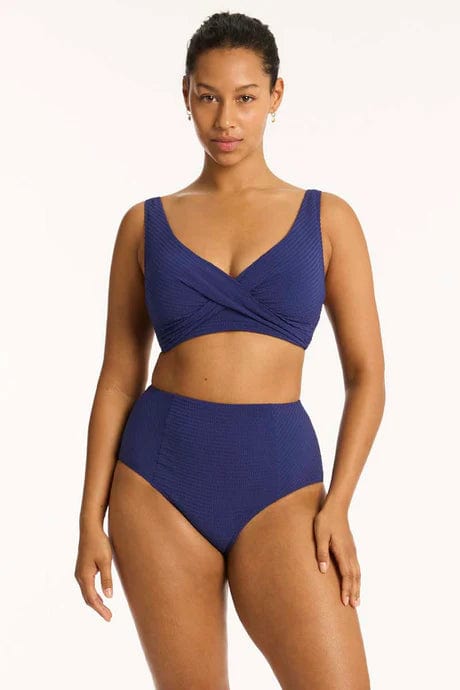 Sea Level Bikini Tops Messina Cross Front Multifit Bra - French Navy