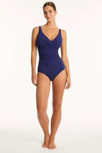 Sea Level One Pieces Messina Cross Front Multifit One Piece - French Navy