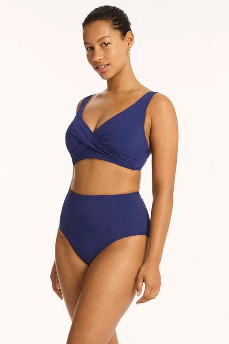 Sea Level Bikini Bottoms Messina Panelled High Waist Pant - French Navy